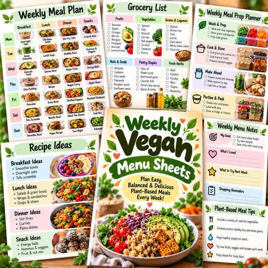 Weekly Vegan Menu Sheets